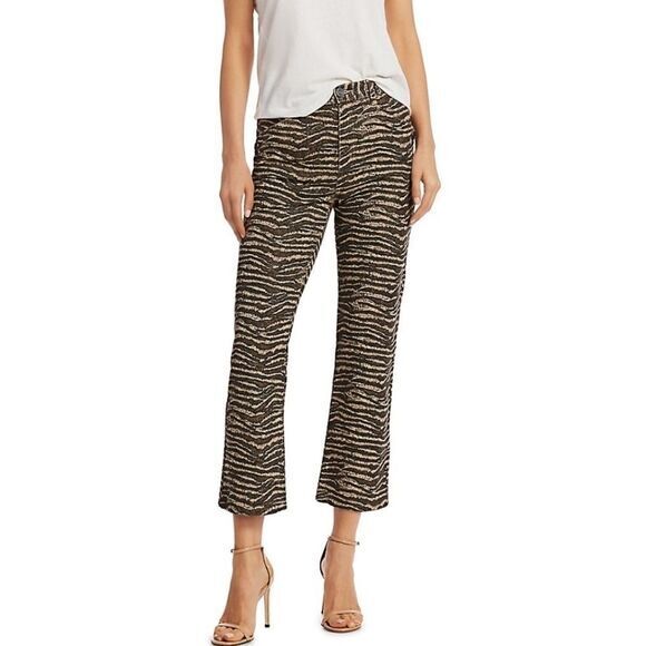 Joie -166 NWT Sharma Animal Print Ankle Pants in Biscotti Zebra Kick Fit Size 30 - Picture 1 of 12